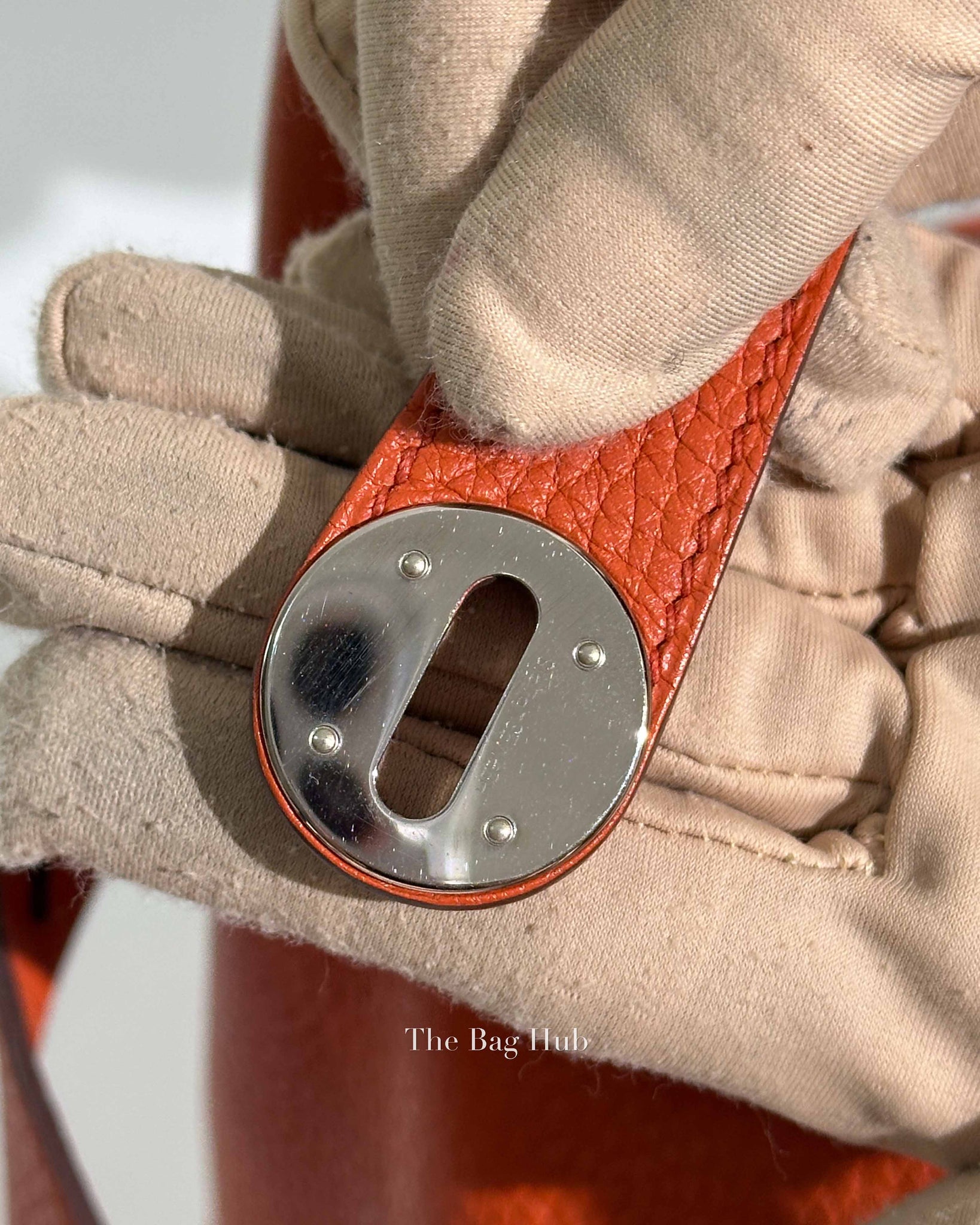 Hermes Orange Clemence Lindy 30 Bag PHW