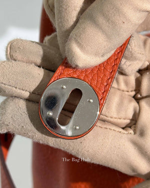 Hermes Orange Clemence Lindy 30 Bag PHW