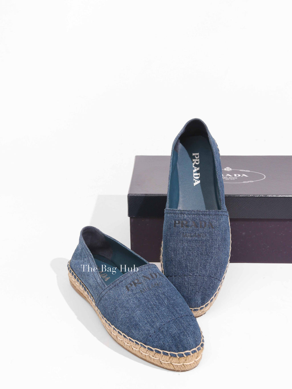 Prada Bleu Denim Calzature Donna Espadrilles Size  40