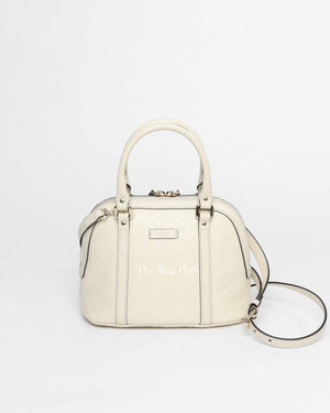 Gucci Off White Leather Microguccissima Mini Dome Satchel Bag