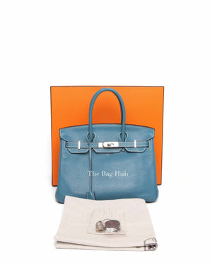 Hermes Blue Jean Clemence Birkin 30 Bag PHW