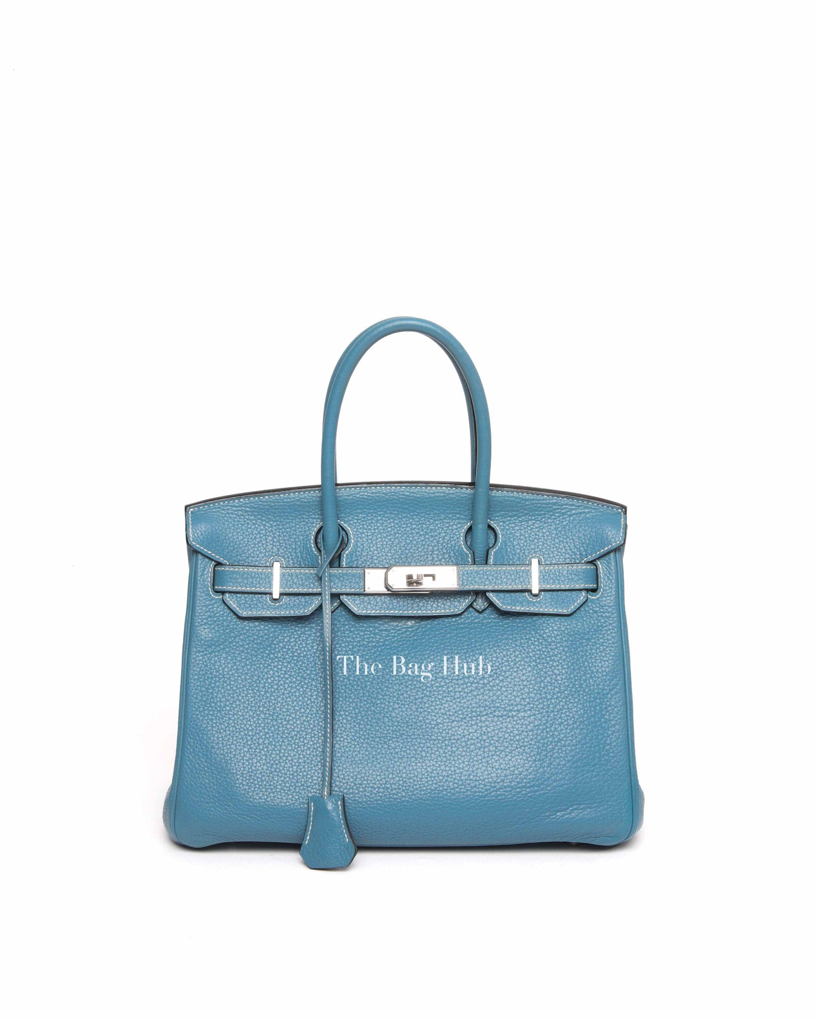 Hermes Blue Jean Clemence Birkin 30 Bag PHW