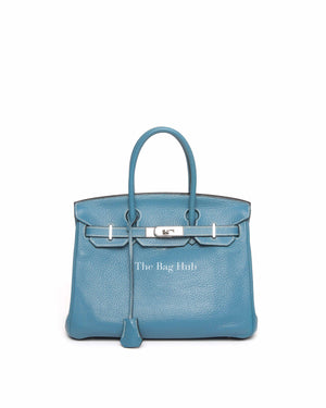 Hermes Blue Jean Clemence Birkin 30 Bag PHW