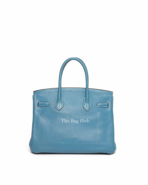 Hermes Blue Jean Clemence Birkin 30 Bag PHW