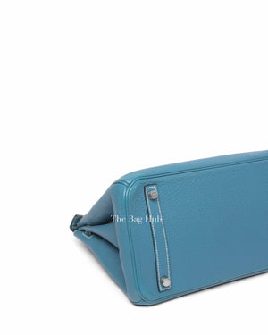 Hermes Blue Jean Clemence Birkin 30 Bag PHW