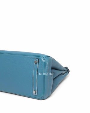 Hermes Blue Jean Clemence Birkin 30 Bag PHW