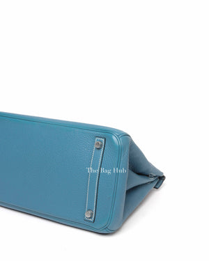 Hermes Blue Jean Clemence Birkin 30 Bag PHW