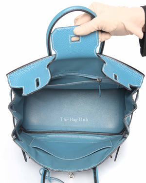 Hermes Blue Jean Clemence Birkin 30 Bag PHW