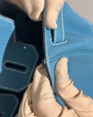 Hermes Blue Jean Clemence Birkin 30 Bag PHW