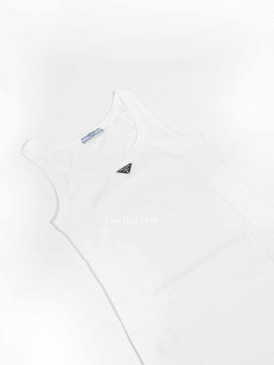 Prada White Cotton Ribbed Knit Jersey Women's Tank Top Size 40
