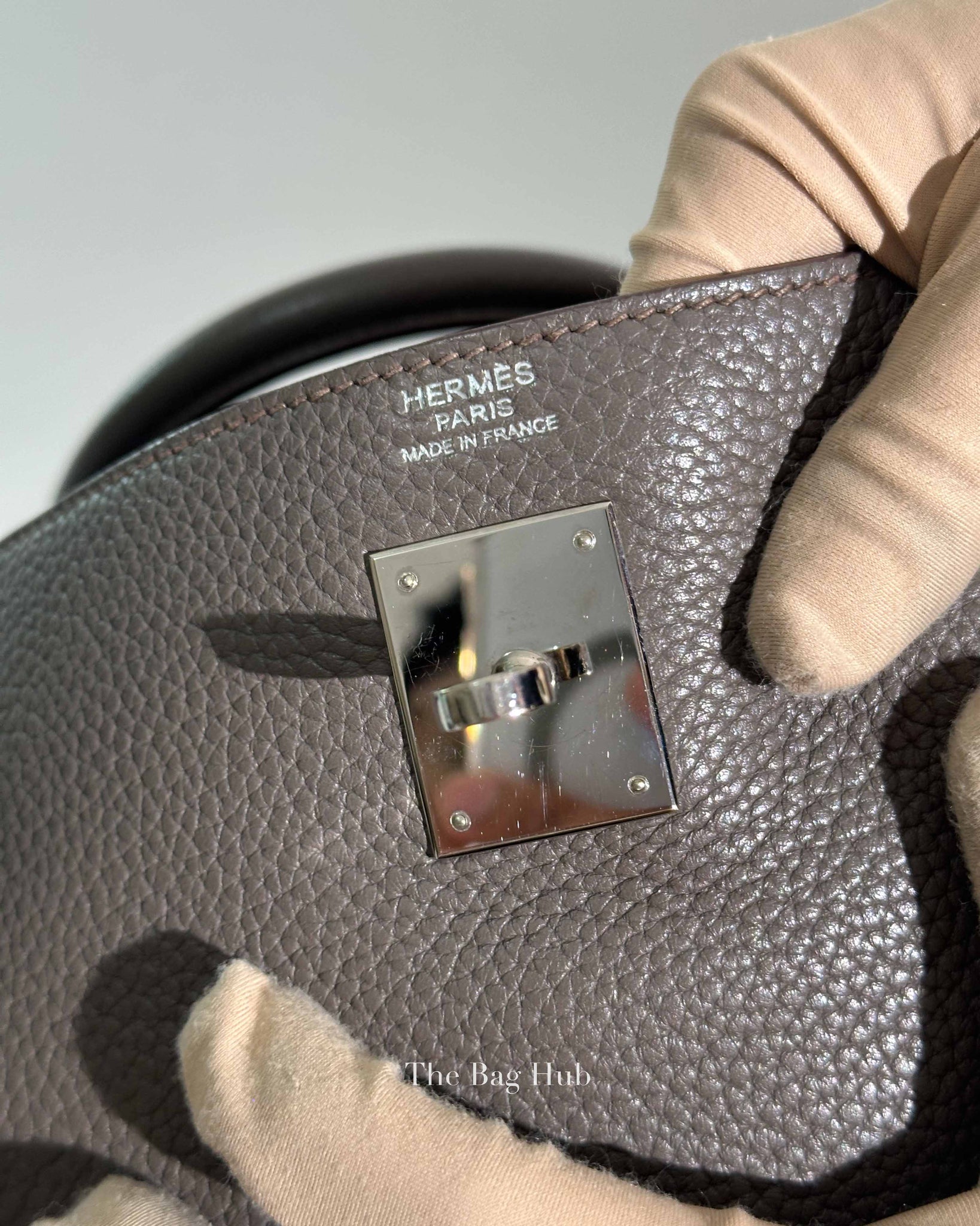 Hermes Etoupe Clemence Kelly 32 Bag PHW