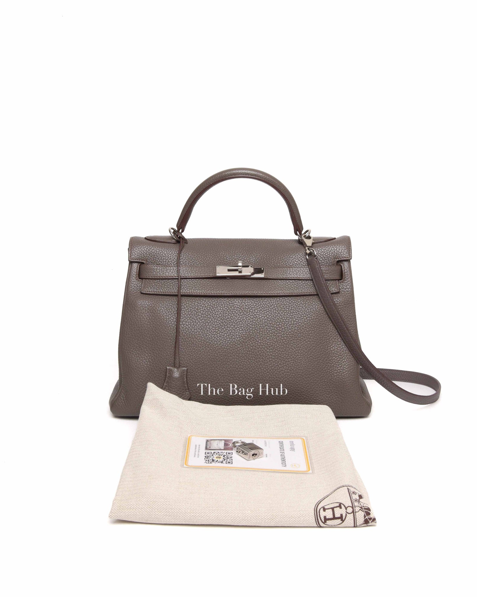 Hermes Etoupe Clemence Kelly 32 Bag PHW