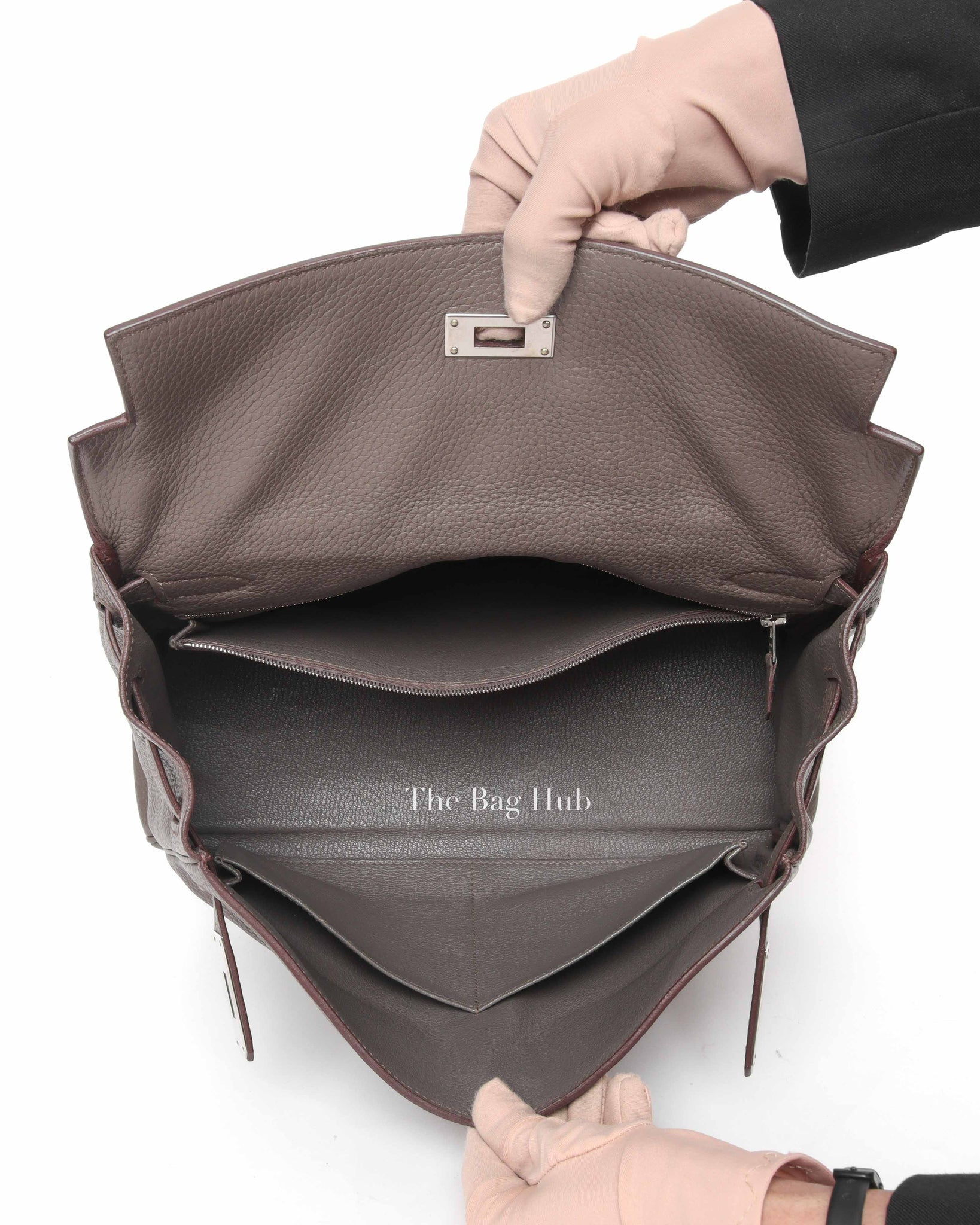 Hermes Etoupe Clemence Kelly 32 Bag PHW