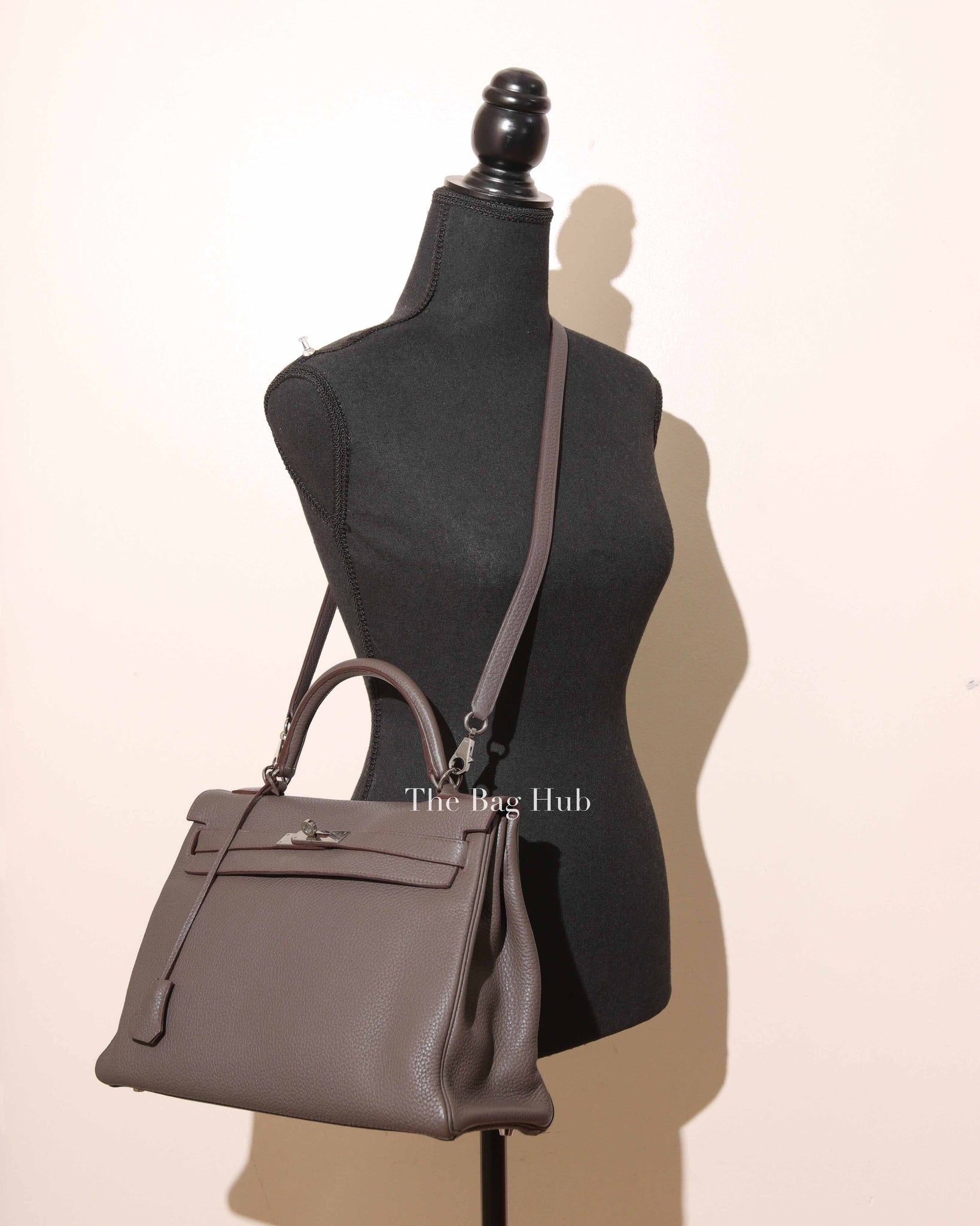 Hermes Etoupe Clemence Kelly 32 Bag PHW