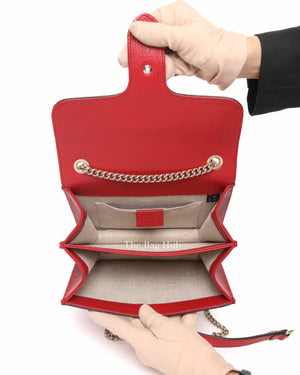 Gucci Red Leather Dollar Interlocking G Small Shoulder Bag