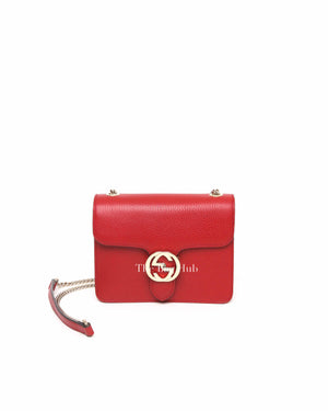 Gucci Red Leather Dollar Interlocking G Small Shoulder Bag