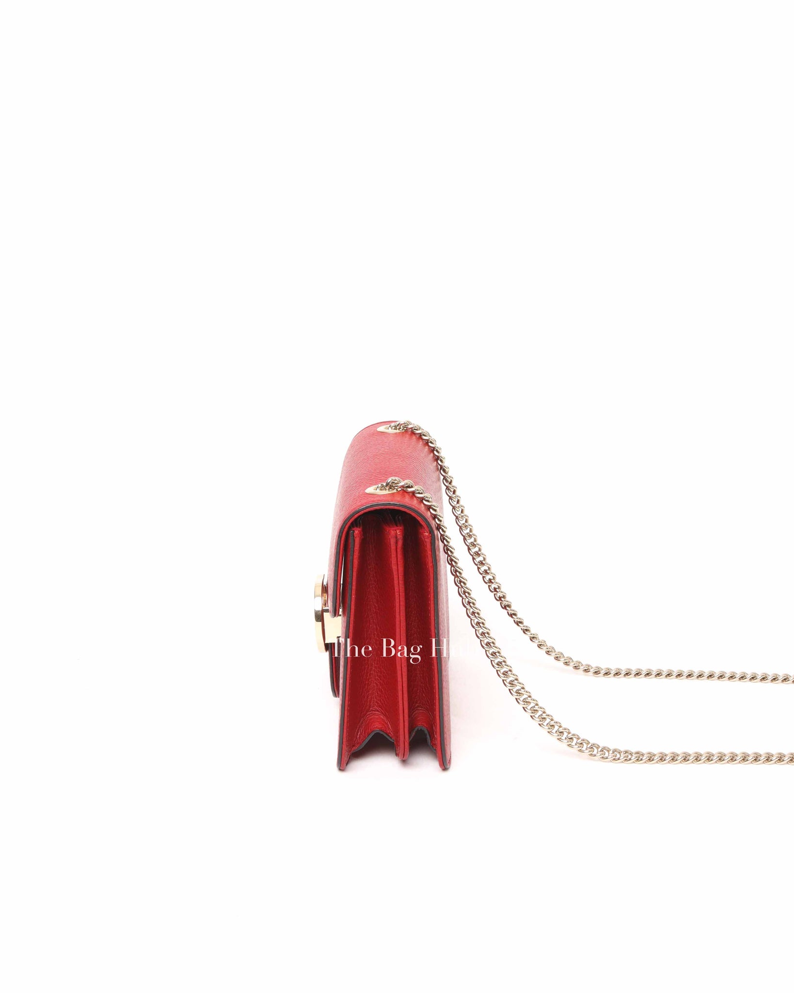 Gucci Red Leather Dollar Interlocking G Small Shoulder Bag