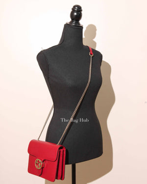 Gucci Red Leather Dollar Interlocking G Small Shoulder Bag