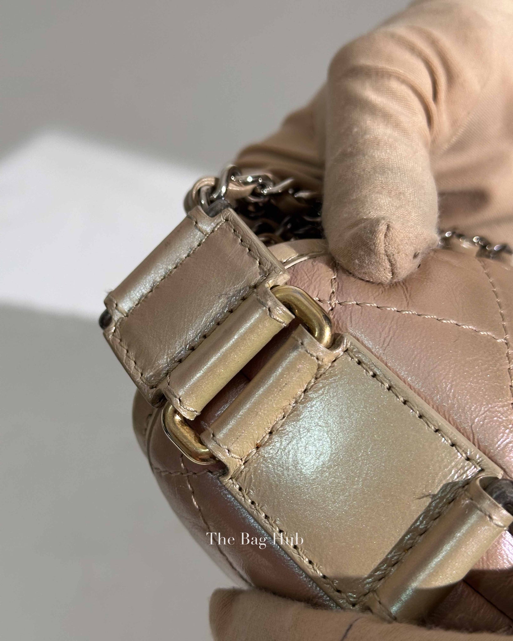 Chanel Iridescent Beige Aged Calfskin Small Gabrielle Bag