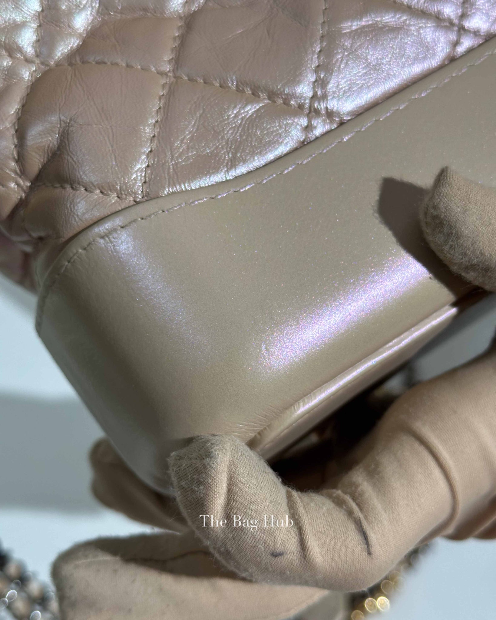 Chanel Iridescent Beige Aged Calfskin Small Gabrielle Bag