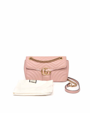 Gucci Pink GG Marmont Matelasse Small Shoulder Bag
