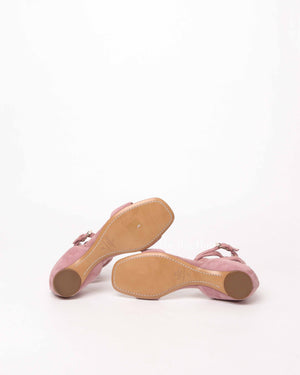Valentino Antique Pink Suede Caged Ankle Strap Flat Sandals Size 37