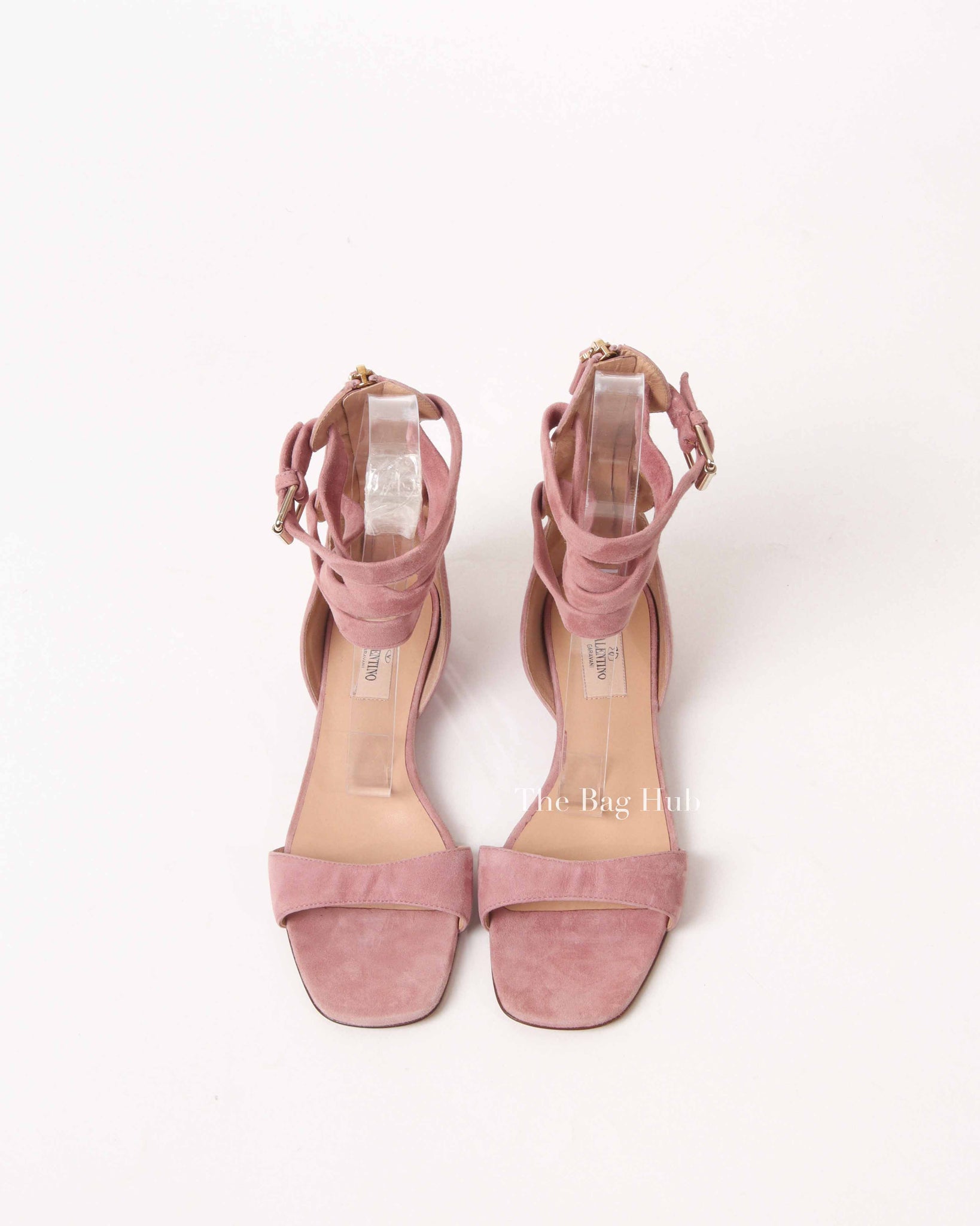 Valentino Antique Pink Suede Caged Ankle Strap Flat Sandals Size 37