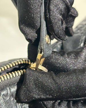 Gucci Black Leather Guccissima Double Zip Pocket Waist Bag