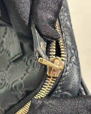 Gucci Black Leather Guccissima Double Zip Pocket Waist Bag