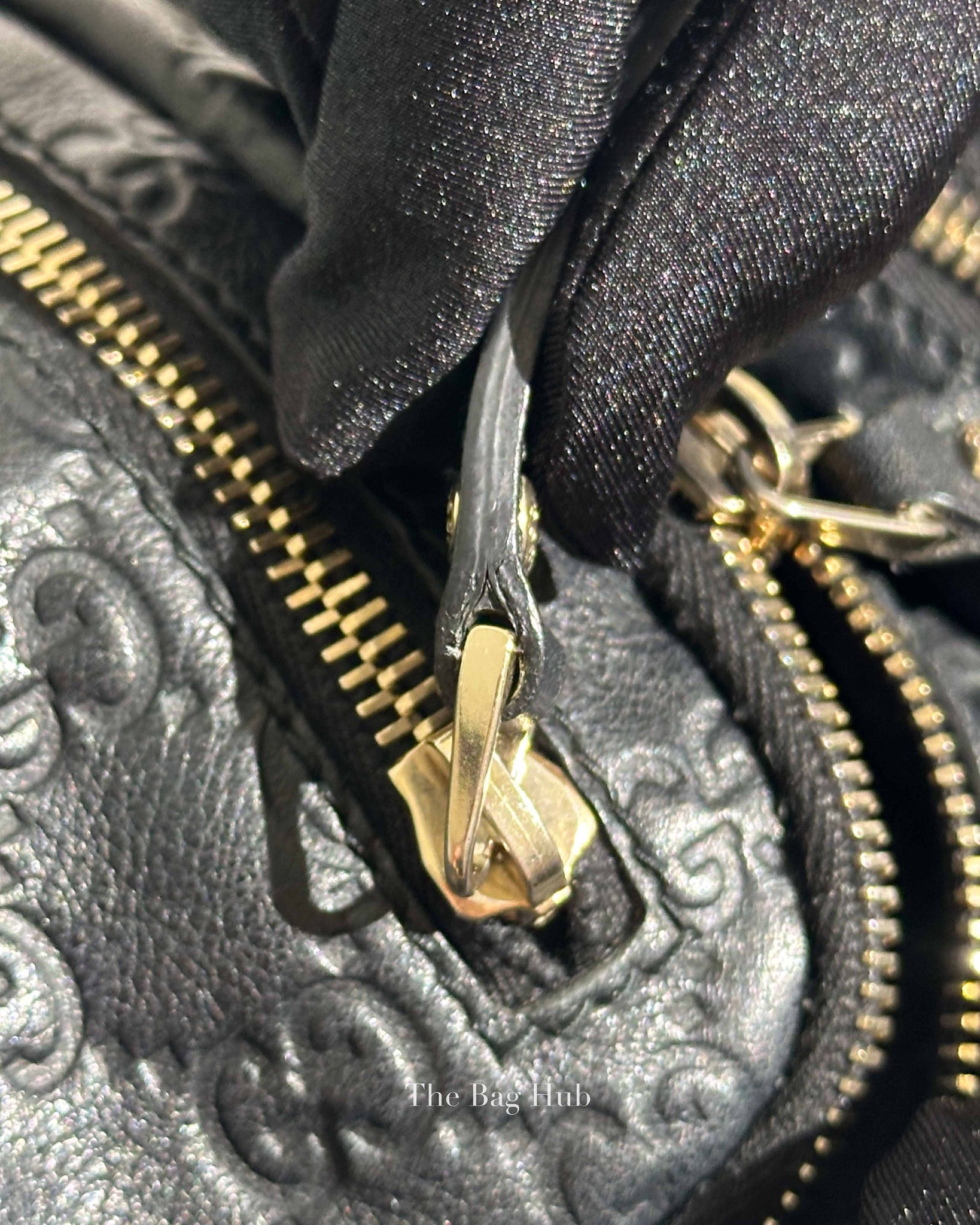 Gucci Black Leather Guccissima Double Zip Pocket Waist Bag