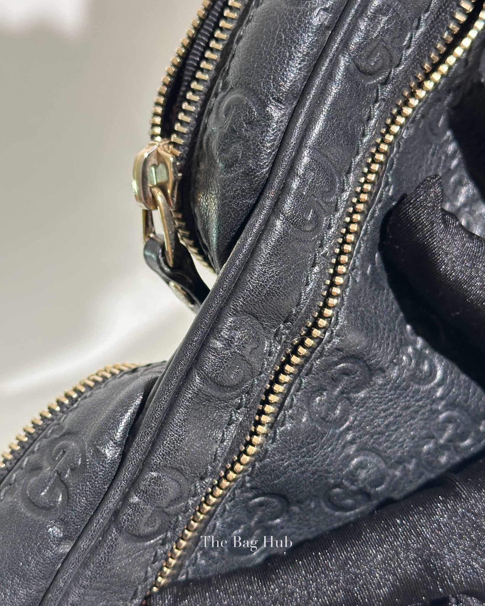 Gucci Black Leather Guccissima Double Zip Pocket Waist Bag