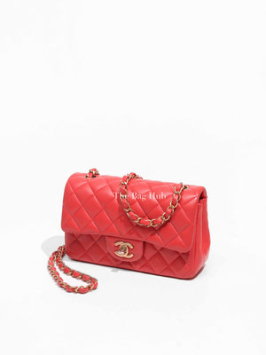 Chanel Coral Lambskin Mini Classic Rectangular Bag GHW