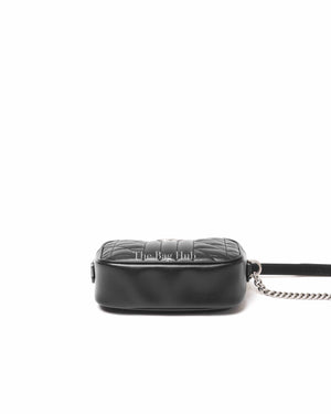 Gucci Black Leather GG Marmont Aria Chain Mini Shoulder Bag