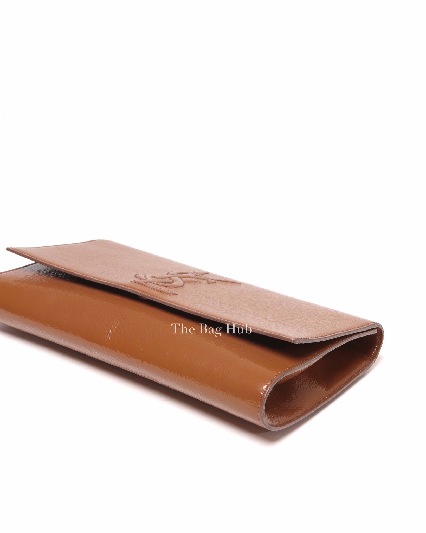Saint Laurent Beige Patent Leather Belle De Jour Clutch