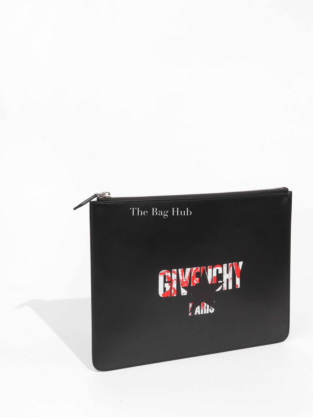 Givenchy Black Leather 4G Zip Large Pouch