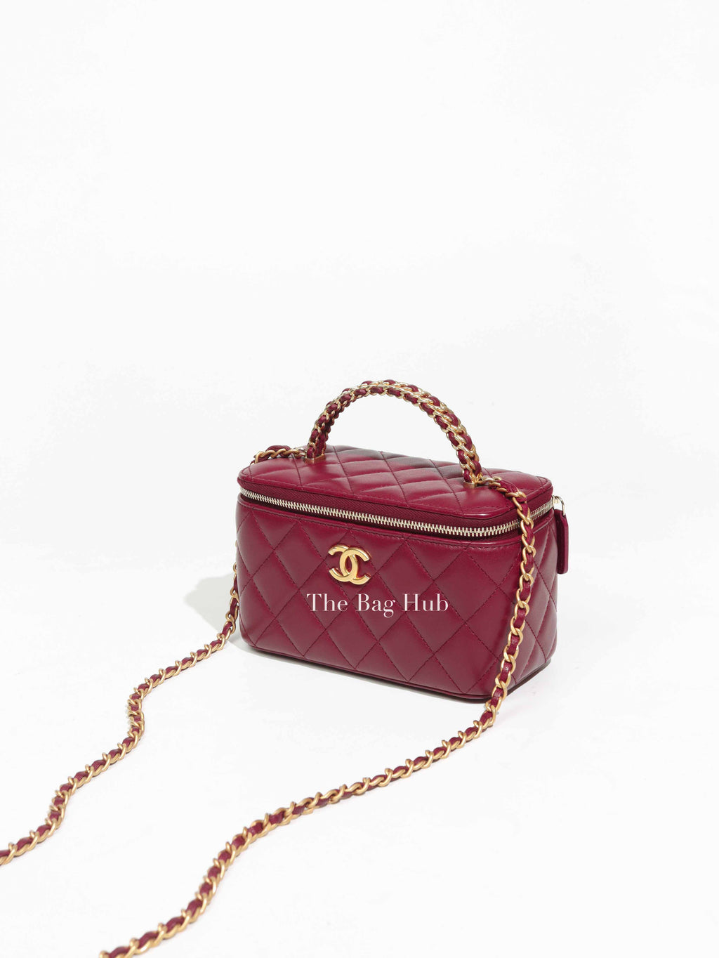 Chanel Burgundy Quilted Leather Pick Me Up Vanity Bag GHW