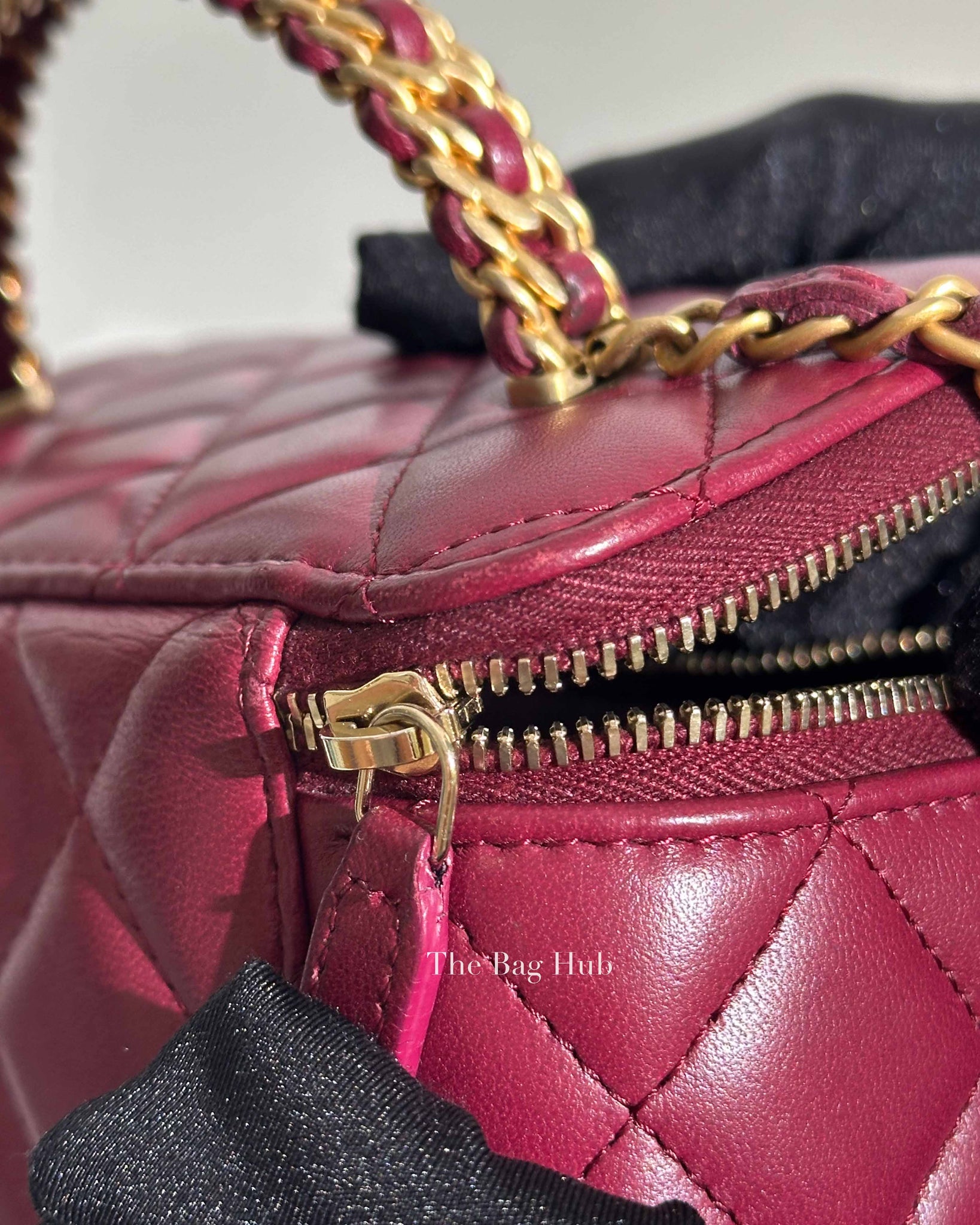 Chanel Burgundy Quilted Leather Pick Me Up Vanity Bag GHW