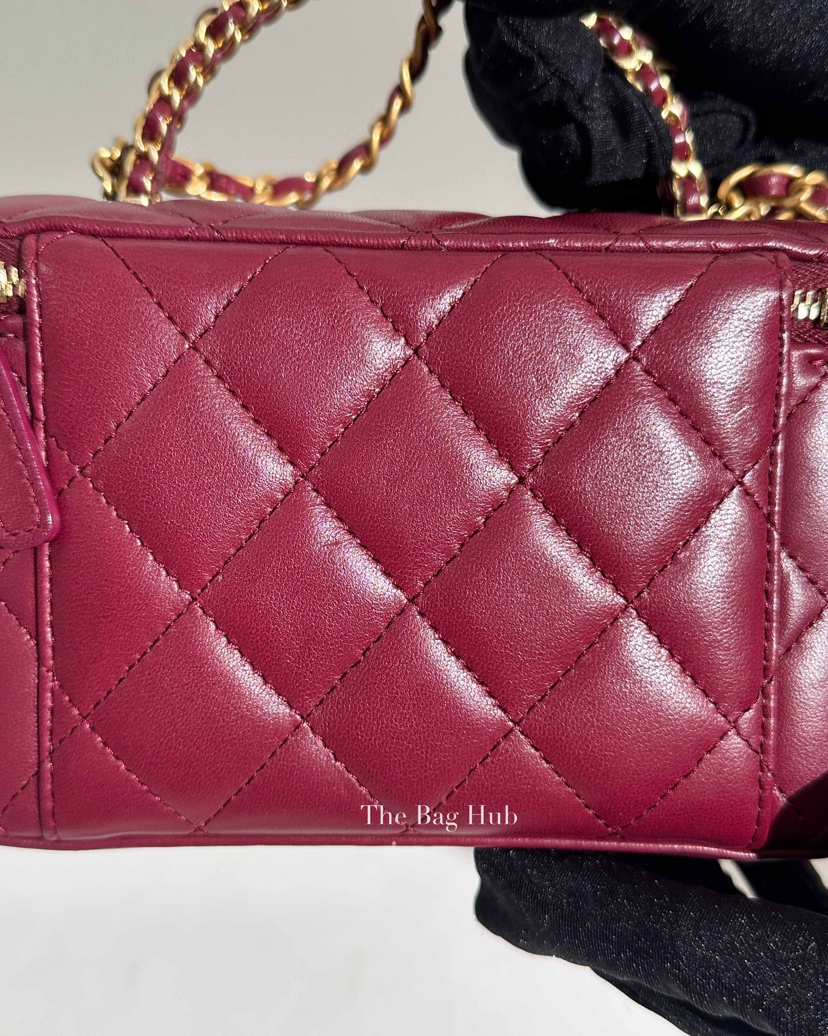 Chanel Burgundy Quilted Leather Pick Me Up Vanity Bag GHW