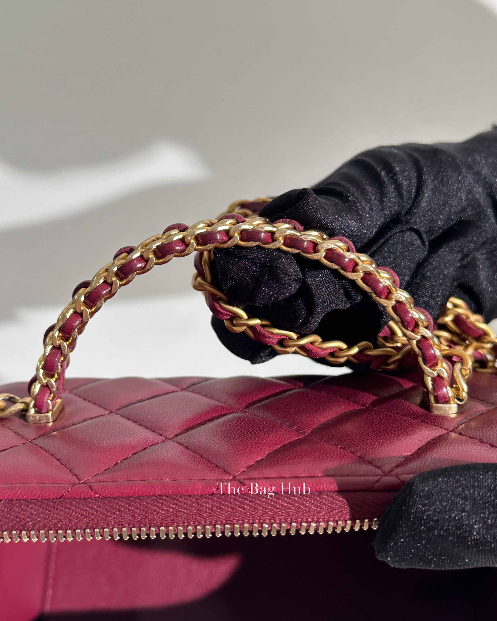 Chanel Burgundy Quilted Leather Pick Me Up Vanity Bag GHW