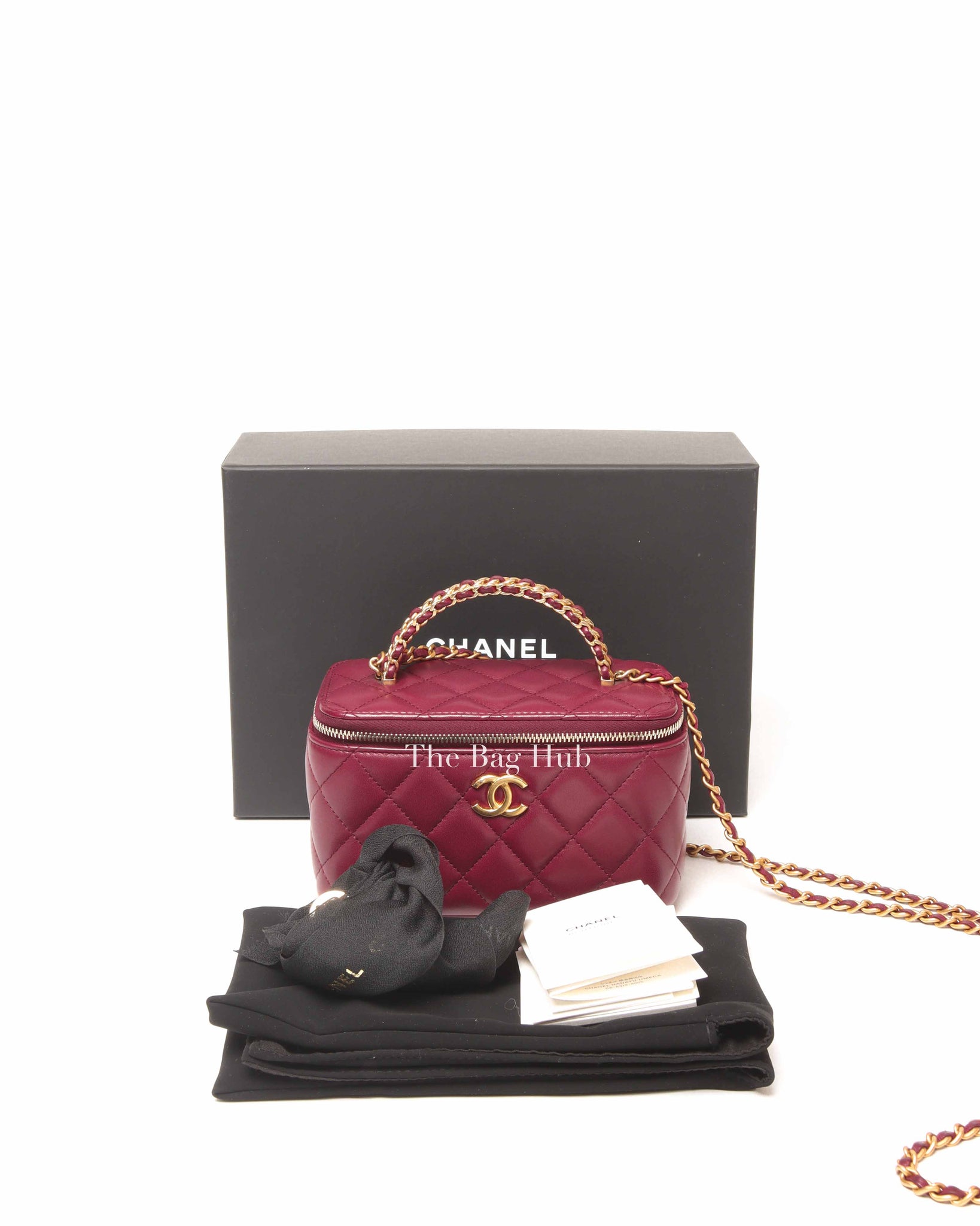 Chanel Burgundy Quilted Leather Pick Me Up Vanity Bag GHW
