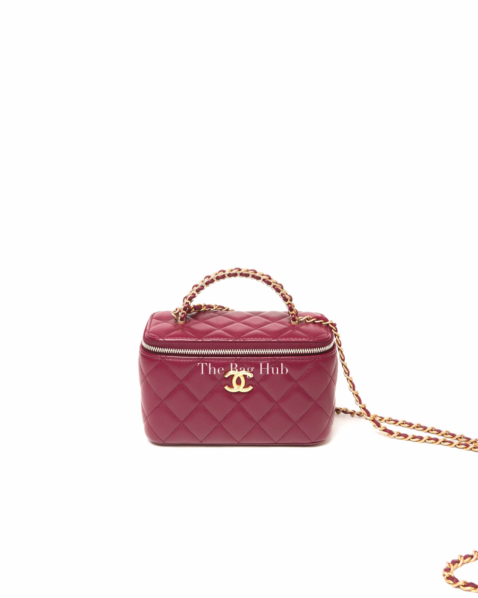Chanel Burgundy Quilted Leather Pick Me Up Vanity Bag GHW