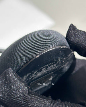 Chanel Black Leather Crystal Logo Cap Toe Slingback Pumps Size 36C