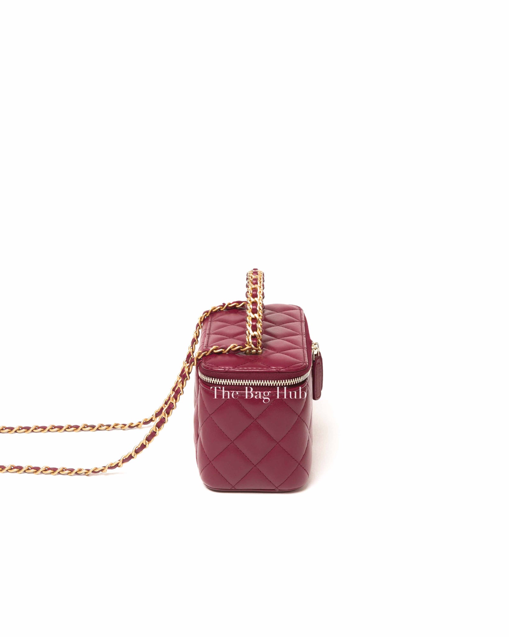 Chanel Burgundy Quilted Leather Pick Me Up Vanity Bag GHW