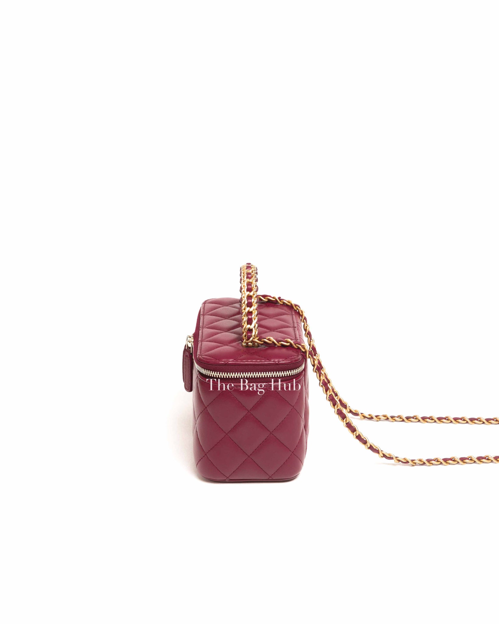 Chanel Burgundy Quilted Leather Pick Me Up Vanity Bag GHW