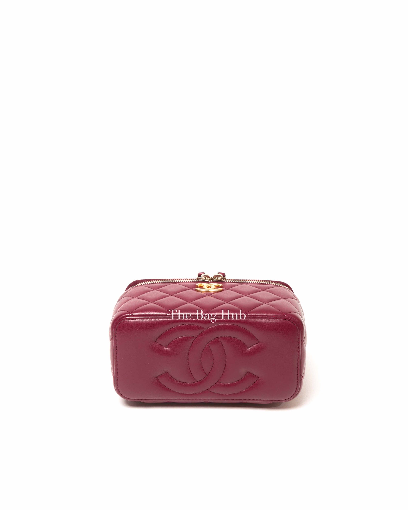 Chanel Burgundy Quilted Leather Pick Me Up Vanity Bag GHW