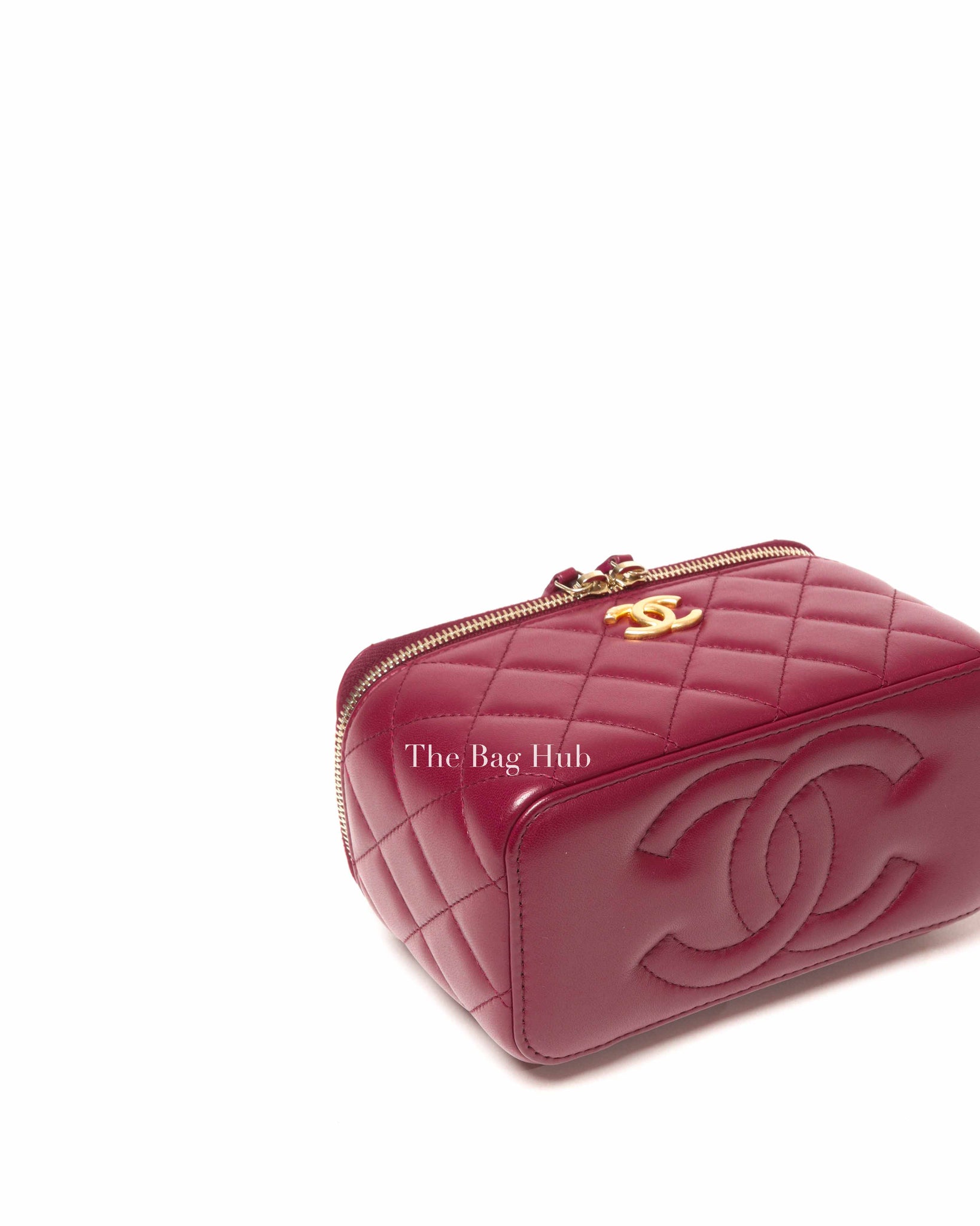 Chanel Burgundy Quilted Leather Pick Me Up Vanity Bag GHW