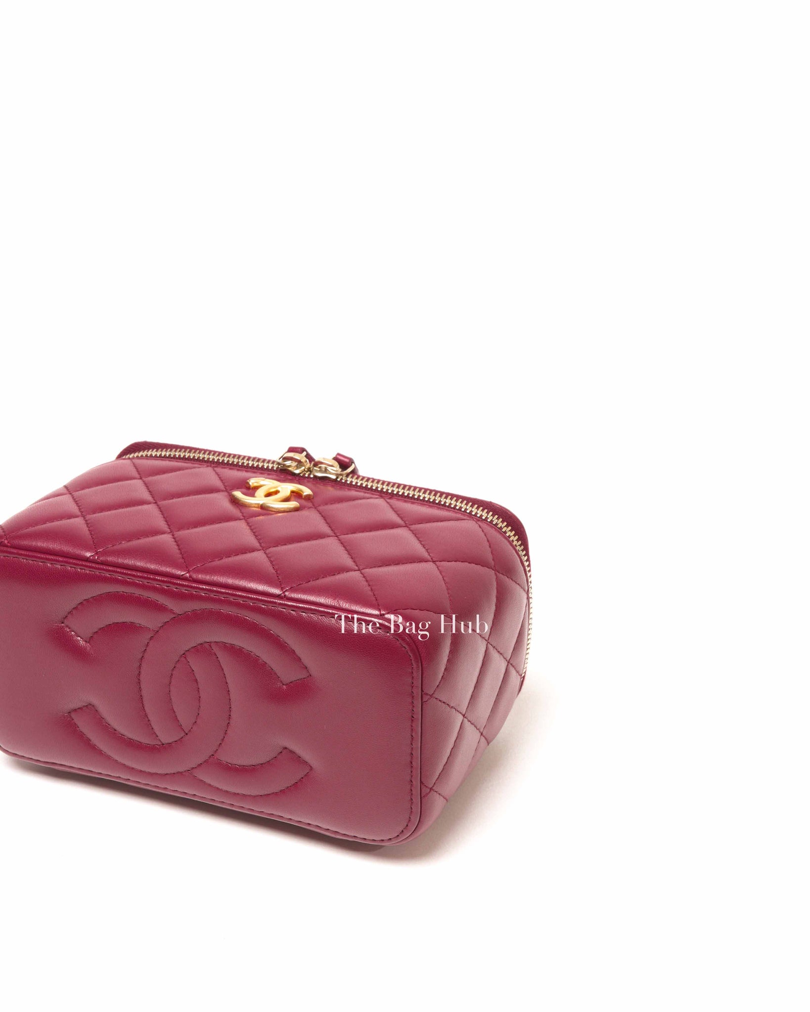 Chanel Burgundy Quilted Leather Pick Me Up Vanity Bag GHW