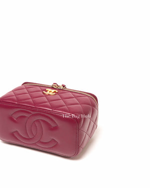 Chanel Burgundy Quilted Leather Pick Me Up Vanity Bag GHW