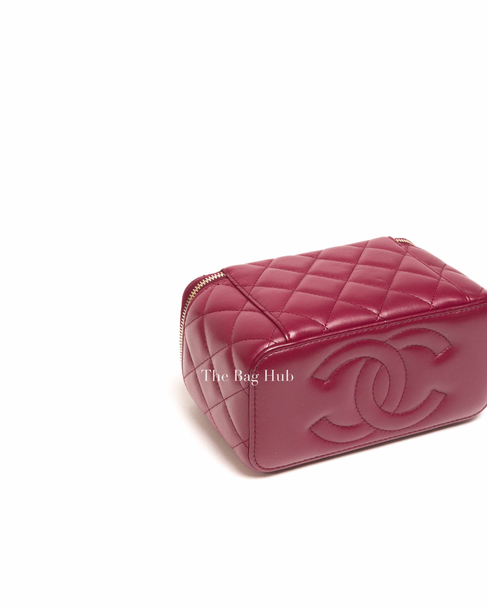 Chanel Burgundy Quilted Leather Pick Me Up Vanity Bag GHW