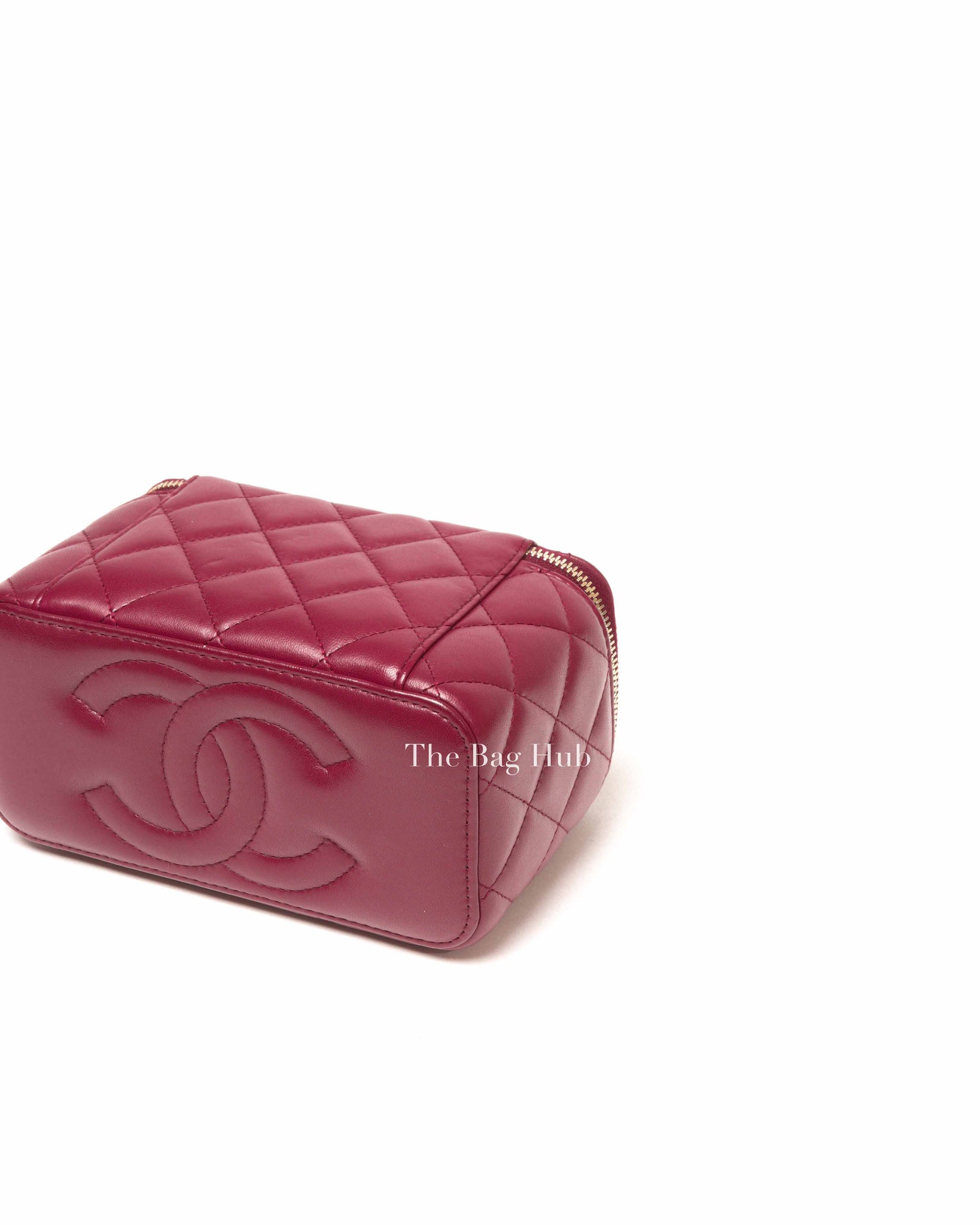 Chanel Burgundy Quilted Leather Pick Me Up Vanity Bag GHW